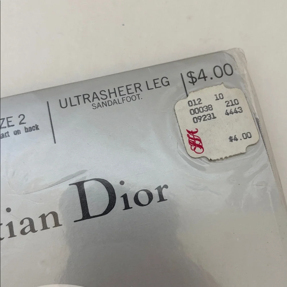 Vintage Christian Dior Pantyhose Graphite Gray 4443 Ultrasheer Sandle Toe Size 2